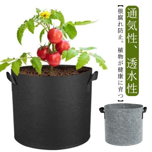 不織布ポット ハンドル付き 植木鉢 布鉢 栽培袋 軽い 布袋 野菜 5個セット 5枚入 フェルト 通...