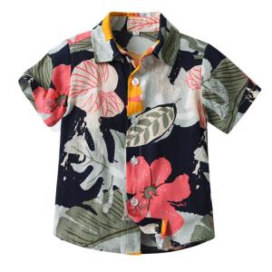 男の子 半袖 ワイシャツ 幼児服 花柄 アロハ...の詳細画像2