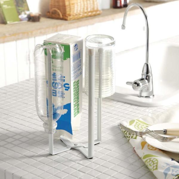 三角コーナー ボトルホルダー グラススタンド グラスホルダー ゴミ袋 水切りスタンド キッチンエコス...