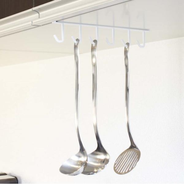 フック　ハンガー 戸棚下キッチンツールフック お玉掛け キッチン 収納 オシャレ キッチン雑貨 タワ...