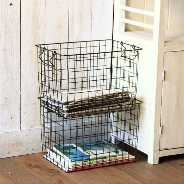 ワイヤーバスケット スタッキング かご バスケット カゴ 収納カゴ 収納ボックス 積み重ね おしゃれ...