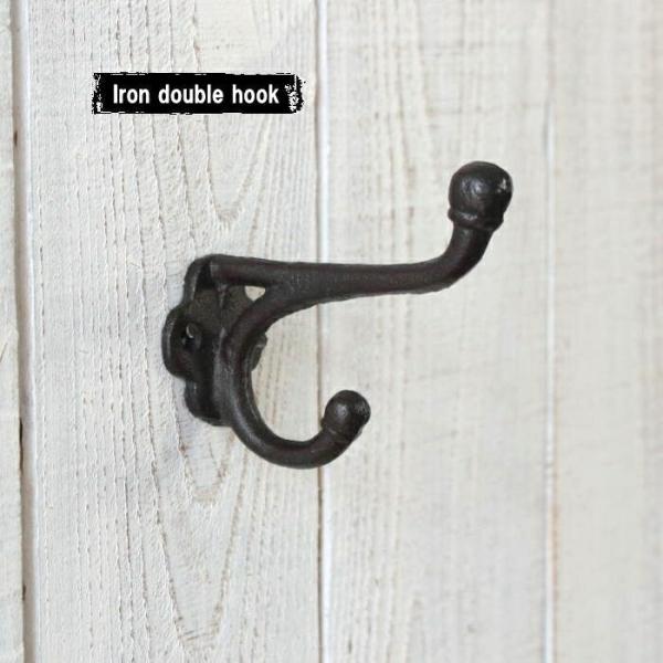 壁掛けフック 金具 アンティーク フック ウォールフック ハンガーフック 壁掛け 壁フック ダブルフ...