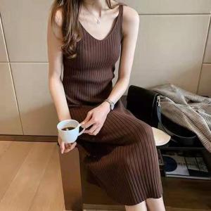 ニットワンピース レディース ひざ丈 ノースリ...の詳細画像2