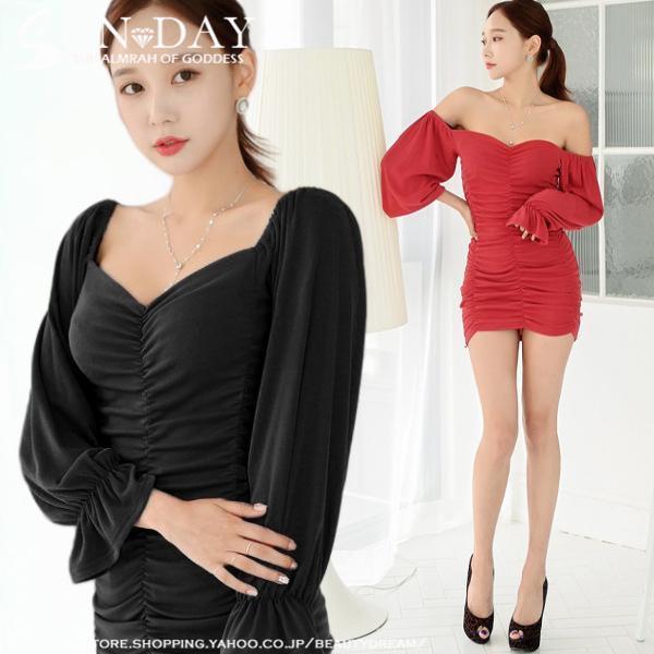 ワンピースレディース キャバドレス Ｖネックドレス ワンピース長袖 ワンピース通勤 ミニ丈 きれいめ...