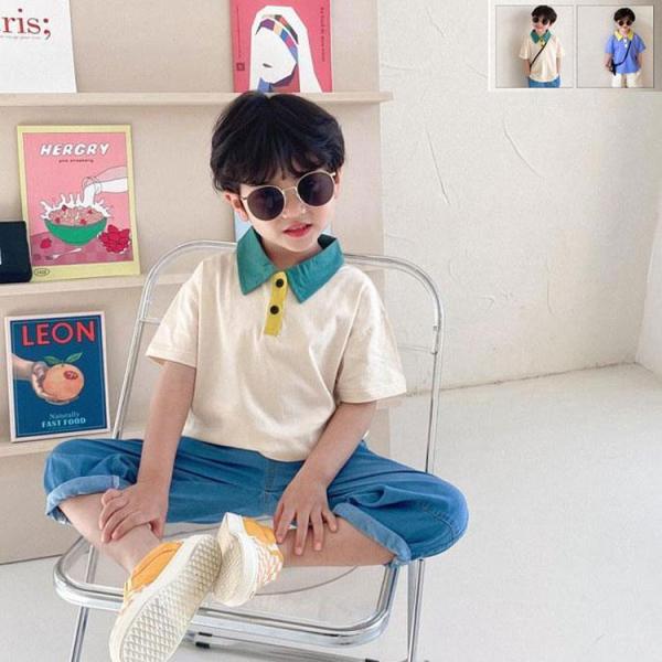 2点セット キッズ　ポロシャツ　poloシャツ 子供Tシャツ 男の子 合わせやすい 春夏　半袖　シャ...
