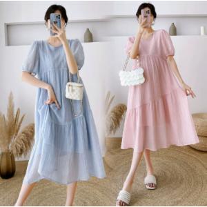 マタニティ ワンピース 夏服 ロング 半袖 ミモレ丈 パフスリーブ レディース 夏 産前産後 リゾート 30代40代 レディース 夏