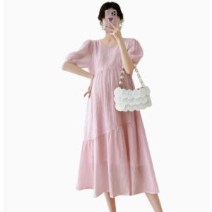 マタニティ ワンピース 夏服 ロング 半袖 ミ...の詳細画像1