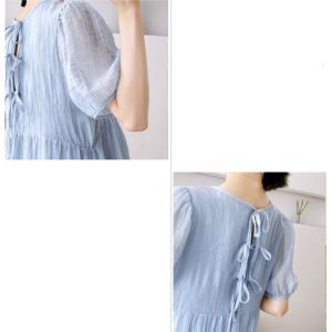 マタニティ ワンピース 夏服 ロング 半袖 ミ...の詳細画像4