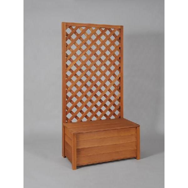 収納ボックス付き 特注ラティスフェンス匠 ノーマル ななめ格子 チーク色 木製 高さ＋横幅＝合計15...