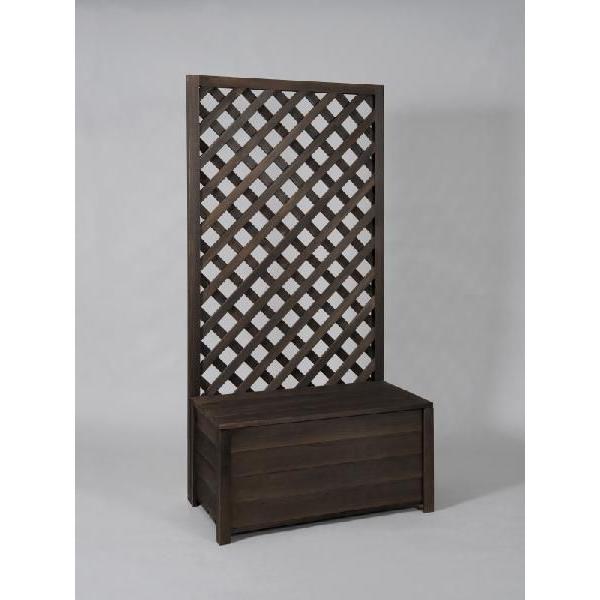 収納ボックス付き 特注ラティスフェンス匠 ノーマル ななめ格子 ブラウン 木製 高さ＋横幅＝合計24...