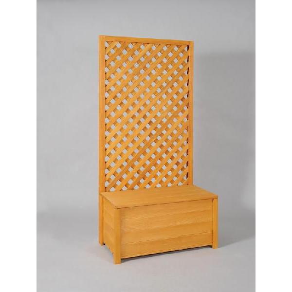 収納ボックス付き 特注ラティスフェンス匠 目隠し ななめ格子 パイン色 木製 高さ＋横幅＝合計210...