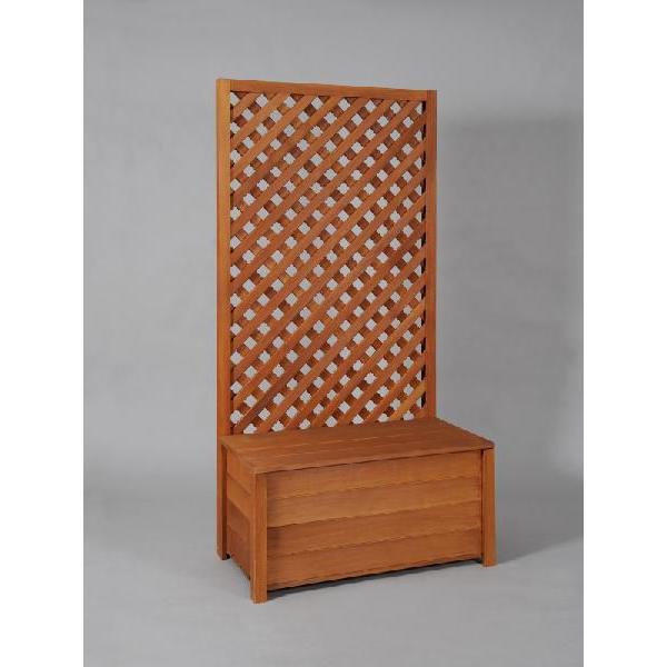 収納ボックス付き 特注ラティスフェンス匠 目隠し ななめ格子 チーク色 木製 高さ＋横幅＝合計240...