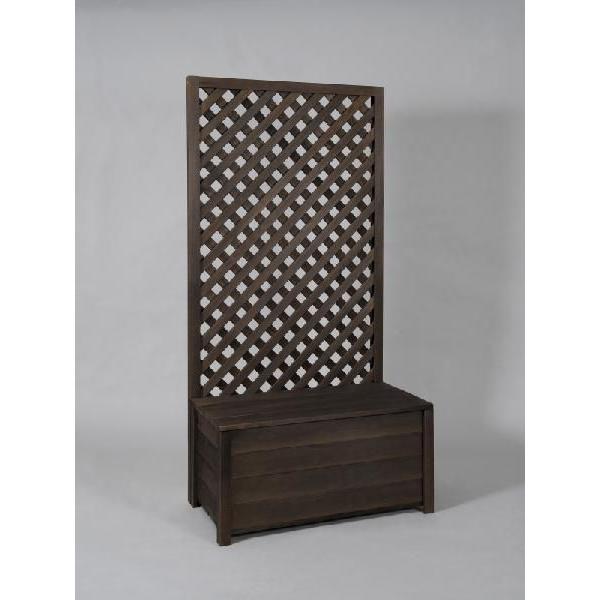 収納ボックス付き 特注ラティスフェンス匠 目隠し ななめ格子 ブラウン 木製 高さ＋横幅＝合計270...