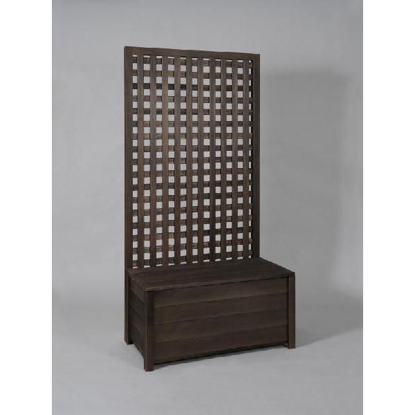 収納ボックス付き 特注ラティスフェンス匠 目隠し 縦横格子 ブラウン 木製 高さ＋横幅＝合計300c...