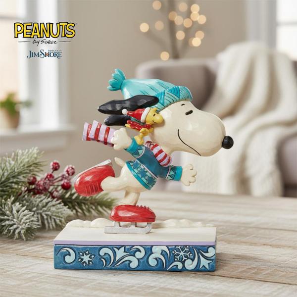 スヌーピー&amp;ウッドストック スケーティング 16cm クリスマス | ジムショア ピーナッツ グッズ...