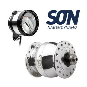 自転車 ダイナモ LED ダイナモ ライト SON NABENDYNAMO EdeluxII SON28 ポリッシュ仕上げ セット品｜windaddict