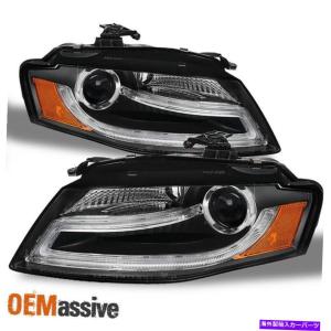 USヘッドライト フィット09-12アウディA4 B8ブラックDRL Halo LED