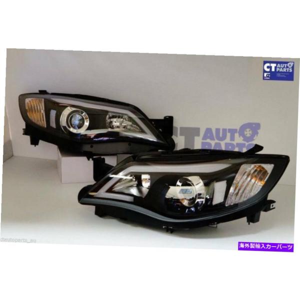 USヘッドライト ブラックLED DRLデイタイムプロジェクターヘッドライト08-13 Subaru...