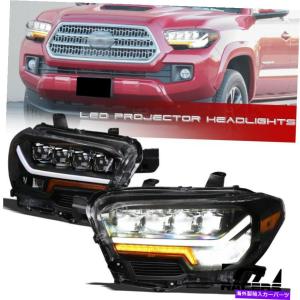 USヘッドライト 2016-2019トヨタタコマTRDブラックスモークLED DRL