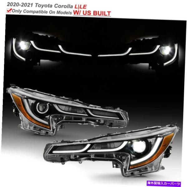 USヘッドライト 【アメリカ】アップグレードLED DRLプロジェクターヘッドライトセットFIT 2...