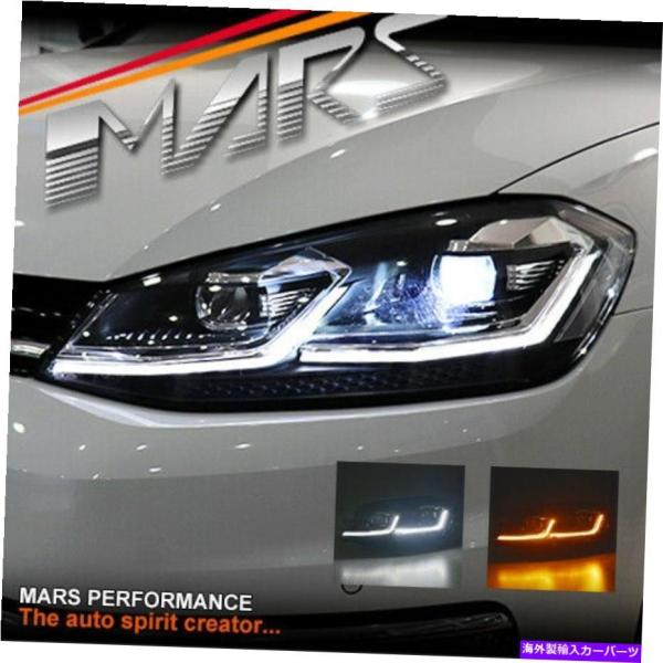 USヘッドライト rスタイルDRL LEDシーケンシャルインジケータキセノンHIDヘッドライトVWゴ...