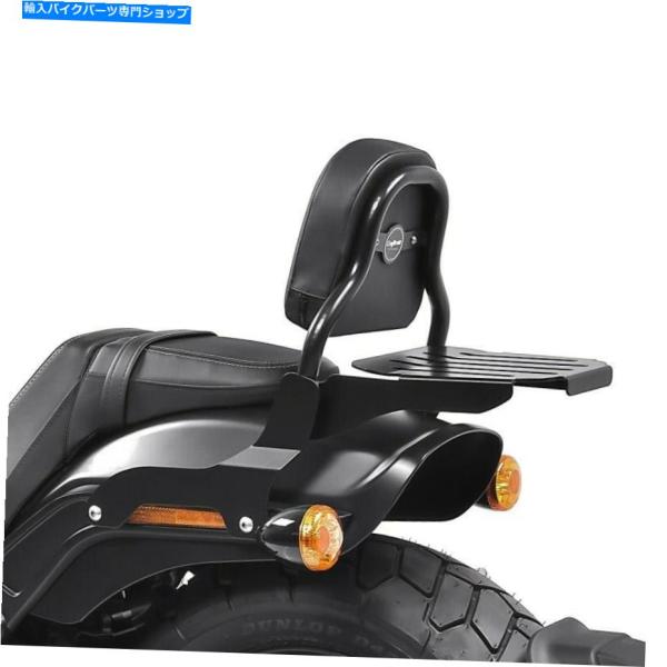 バックレスト 荷物ラックブラック付きハーレーファットボブ/ 114 18-20のためのSissy B...