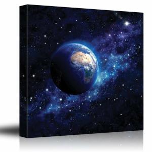 パネルアート 黄金の月と明るい星 夜の海を照らす-キャンバスアート