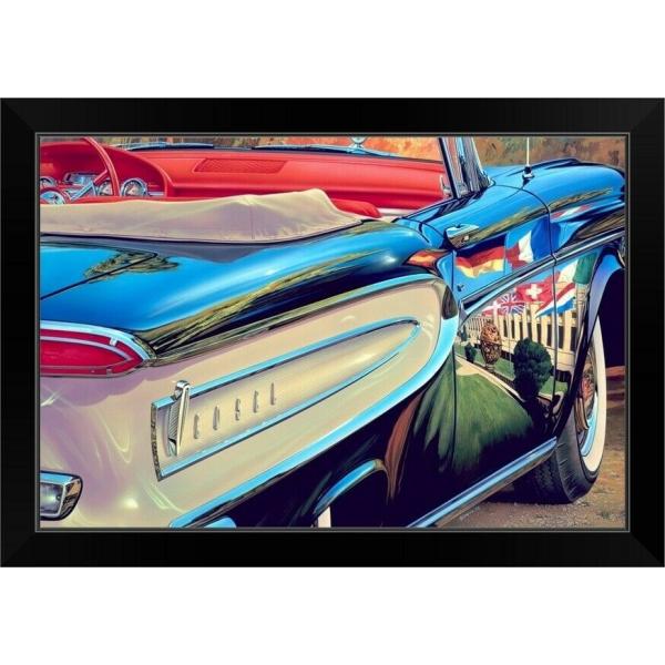 パネルアート &apos;58 フォード エドセル ブラック フレーム ウォール プリント 車 ホーム 装飾-...