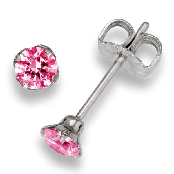 【MARE】ピアス　Pure Brilliance Cut　4ｍｍ CZ+PT/IP 36.Pink