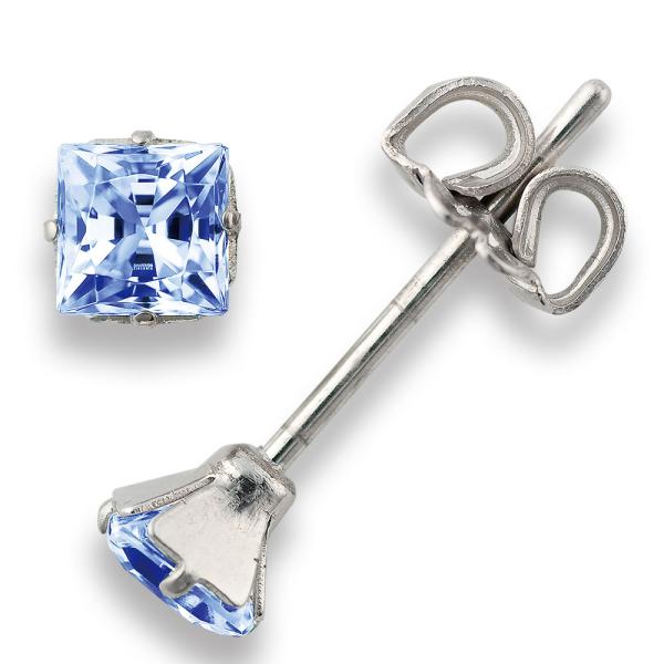 【MARE】ピアス　Square Princess Star Cut　4ｍｍ CZ+PT/IP 72...