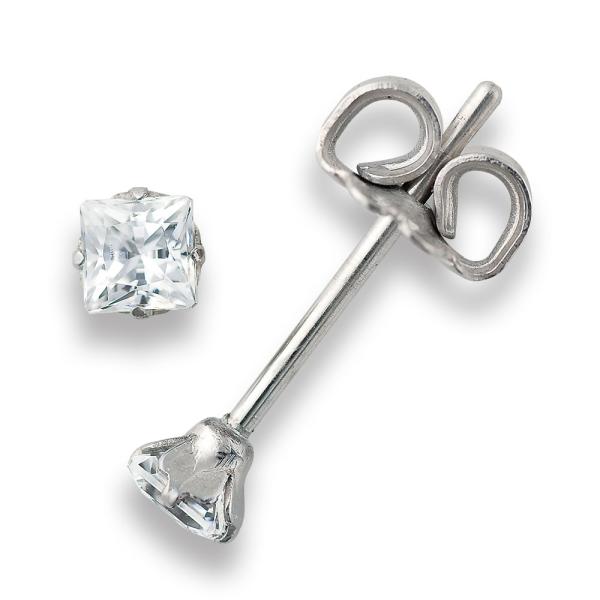 【MARE】ピアス　Square Princess Star Cut　3ｍｍ CZ+PT/IP 76...