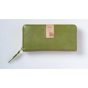 MOZ　モズ　 レディース　長財布 本革 大容量 ラウンドファスナー　86092　グリーン　GR　エ...