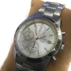 SEIKO　セイコー 逆輸入 メンズ　腕時計　盤面シルバー　クロノグラフ　SND363PC｜windpal