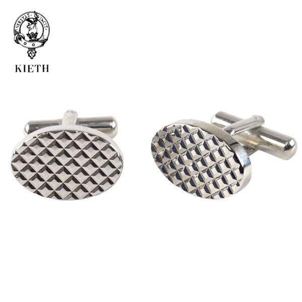 カフスボタン 結婚式 カフス キース KIETH オーバル型ダイヤカット カフリンクス チェック柄 ...