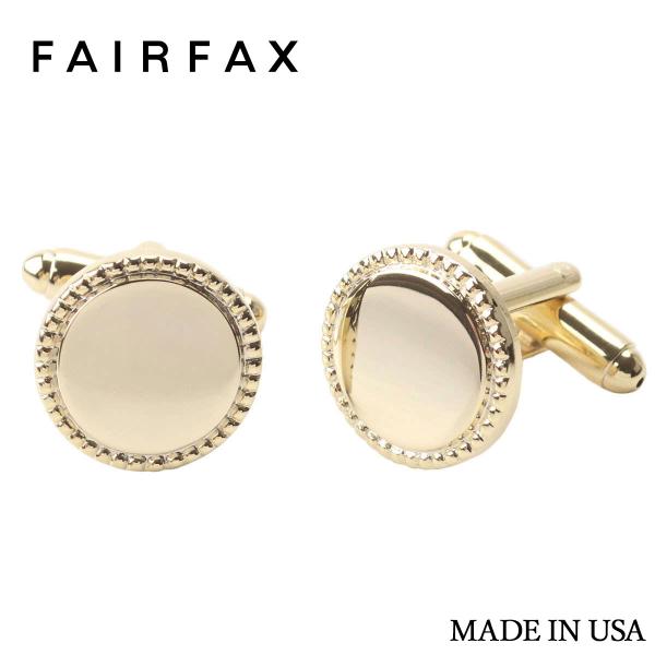 フェアファクス FAIRFAX カフスボタン 丸型 鏡面仕上 ケース付 ゴールド アメリカ製 カフリ...