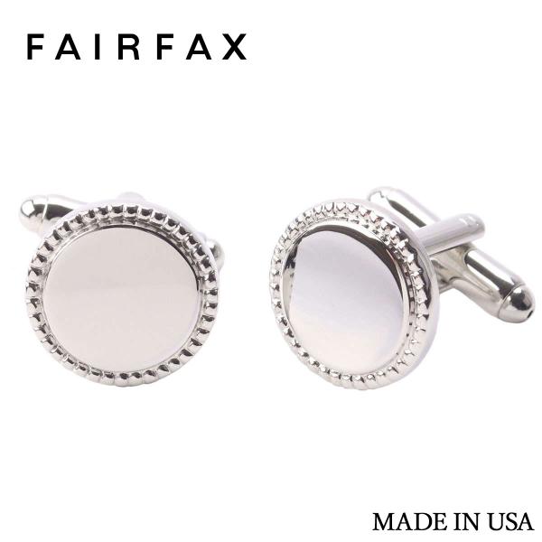 フェアファクス FAIRFAX カフスボタン 丸型 鏡面仕上 ケース付 シルバー アメリカ製 カフリ...