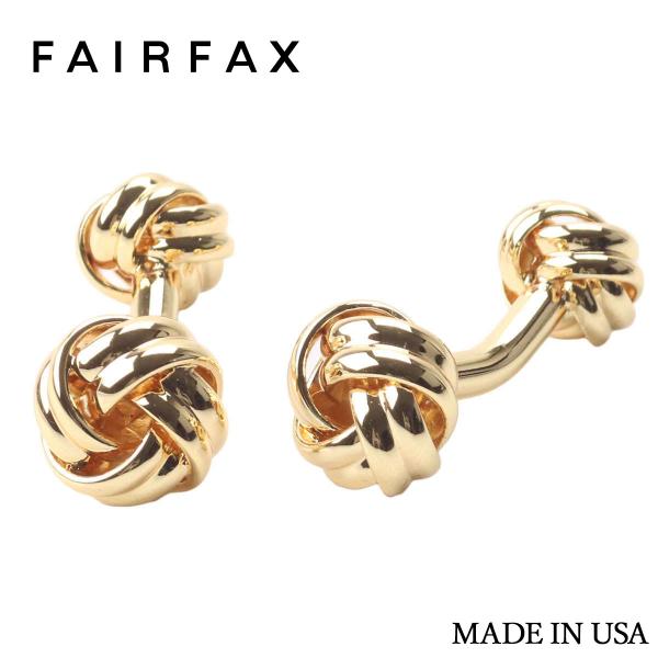 フェアファクス FAIRFAX カフスボタン 組紐デザイン ケース付 ゴールド アメリカ製 カフリン...