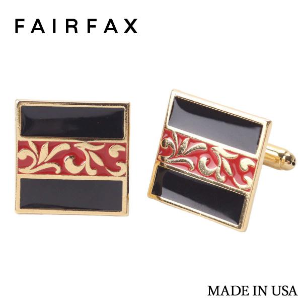 フェアファクス FAIRFAX カフスボタン レトロ スクエア型 ケース付 ブラック アメリカ製 カ...