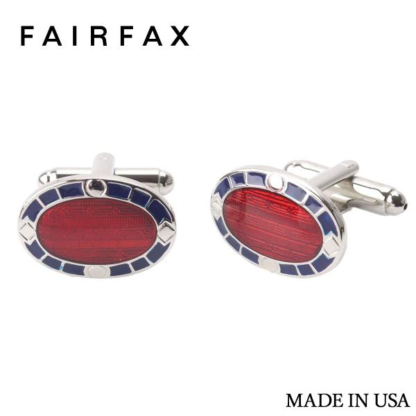 フェアファクス FAIRFAX カフスボタン レトロ オーバル型 ケース付 レッド アメリカ製 カフ...