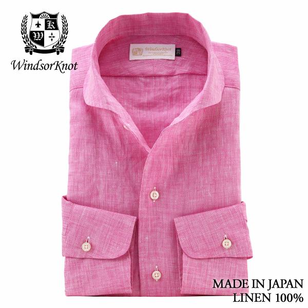 ワイシャツ ウィンザーノット WindsorKnot リネン ハーフムーンラウンド ワンピースカラー...
