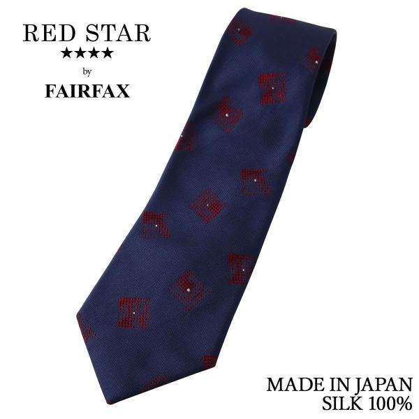 ネクタイ フェアファクス FAIRFAX イタリア シルク100% ネイビー 紺 メダリオン 小紋 ...