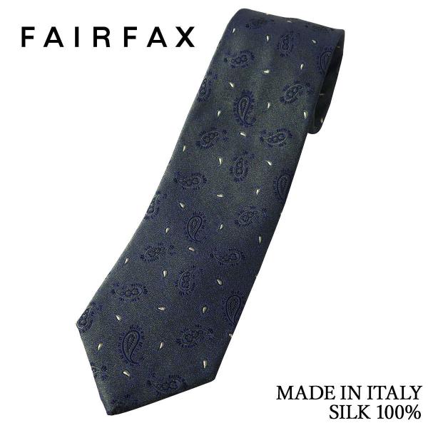 ネクタイ フェアファクス FAIRFAX イタリア製 ハンドメイド カーキグリーン レトロ ペイズリ...