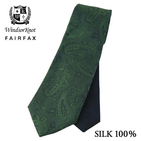 ネクタイ ウィンザーノット フェアファクス FAIRFAX ペイズリー織無地 濃淡クレリックタイ グ...