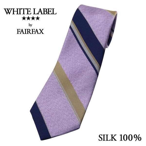 ネクタイ ビジネス ブランド フェアファクス FAIRFAX メランジ ストライプ ラベンダー シル...