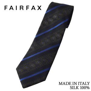 ネクタイ フェアファクス FAIRFAX イタリア製 ハンドメイド ブラック 黒 レトロ 更紗 ペイズリー ストライプ イタリア生地 シルク100% | 父の日｜windsorknot