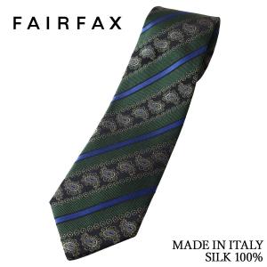 ネクタイ フェアファクス FAIRFAX イタリア製 ハンドメイド グリーン 更紗 ペイズリー ストライプ イタリア生地 シルク100% | 父の日 結婚式 ブランド｜windsorknot