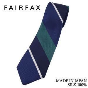 FAIRFAX（フェアファクス） ネクタイ ブロック ストライプ ネイビー 赤