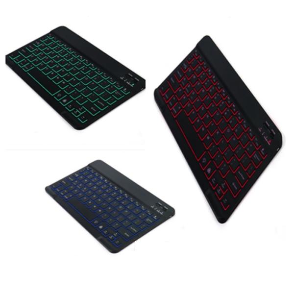 Bluetooth  キーボード  超薄 7カラーLEDバックライト タブレット iPad スマホ ...