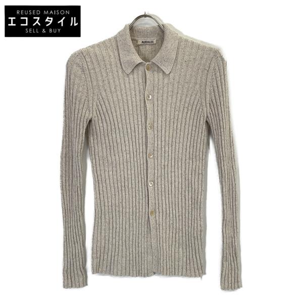 AURALEE オーラリー アイボリー SILK COTTON MELANGE RIB KNIT S...