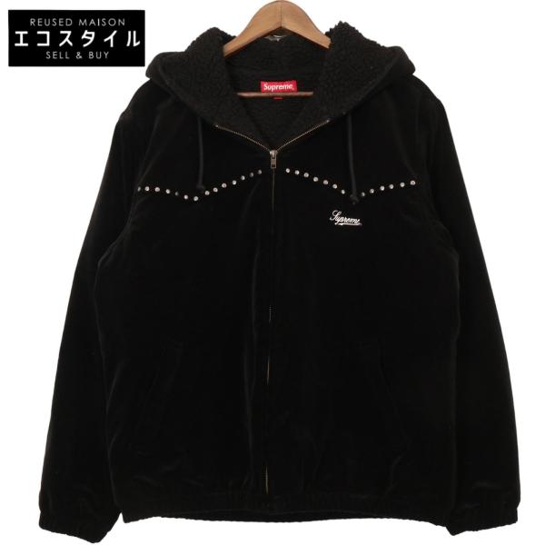 Supreme シュプリーム 21AW ブラック Studded Velvet Hooded Wor...